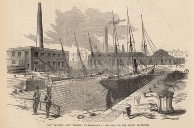 The Intrepid and Pioneer Steam Vessels Fitting Out for the Arctic Expedition by English School