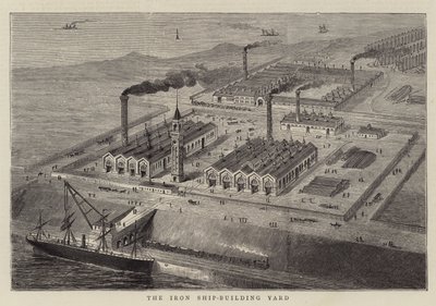 The Iron Ship-Building Yard (engraving) by English School