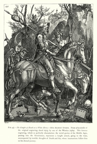 The Knight of Death on a White Horse by English School