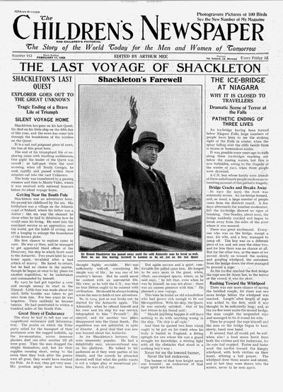 The Last Voyage of Shackleton, Front Page of 