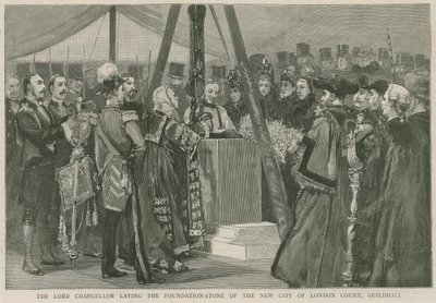 The Lord Chancellor Laying the Foundation Stone of the New City of London Court, Guildhall by English School