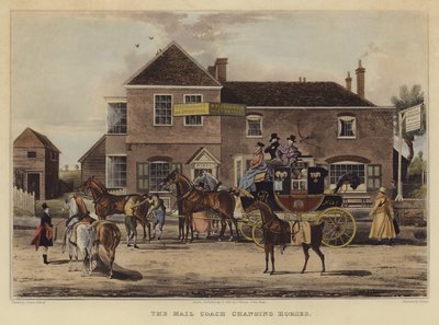 The Mail Coach Changing Horses by English School
