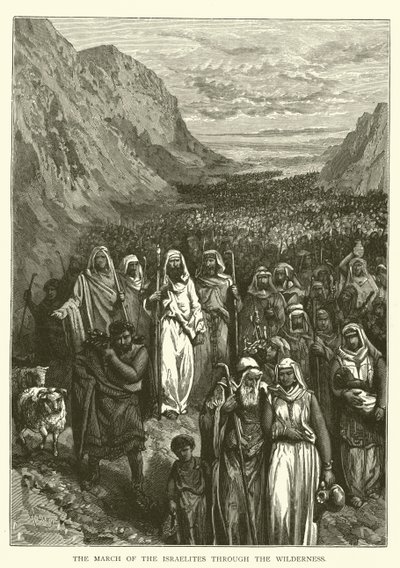 The March of the Israelites through the wilderness by English School