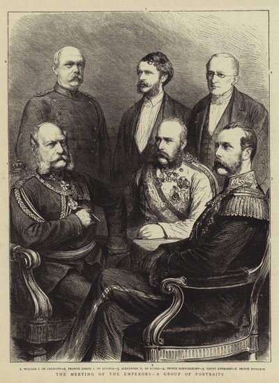 The Meeting of the Emperors, a Group of Portraits by English School