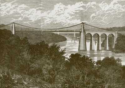 The Menai Suspension Bridge by English School