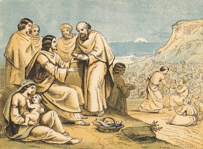 The Miracle of the Loaves and Fishes by English School
