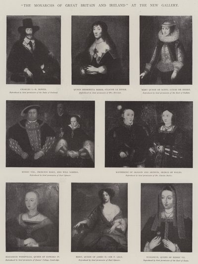 The Monarchs of Great Britain and Ireland at the New Gallery by English School