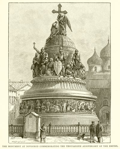 The Monument at Novgorod Commemorating the Thousandth Anniversary of the Empire, 1862 by English School