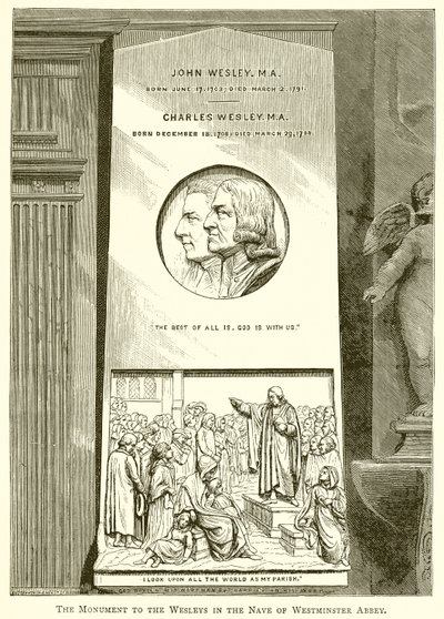 The Monument to the Wesleys in the Nave of Westminster Abbey by English School