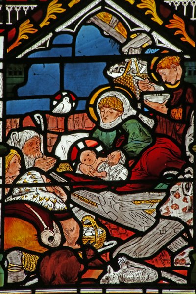 The Nativity with Adoration of a Magi and a Shepherd by English School