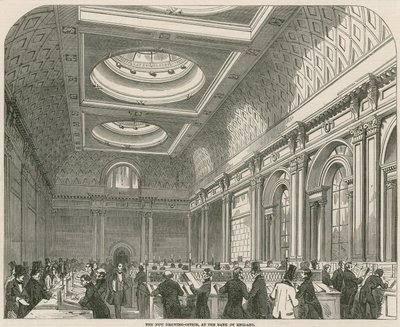 The New Drawing-Office at the Bank of England by English School