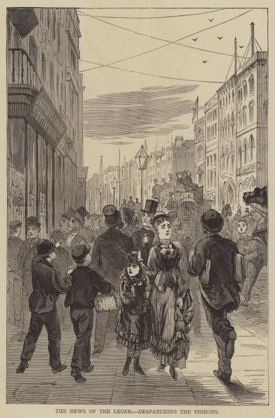 The News of the Leger, Despatching the Pigeons by English School