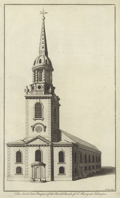 The North East Prospect of the Parish Church of St Mary at Islington by English School