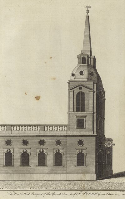 The North West Prospect of the Parish Church of St Benet Gracechurch, London by English School