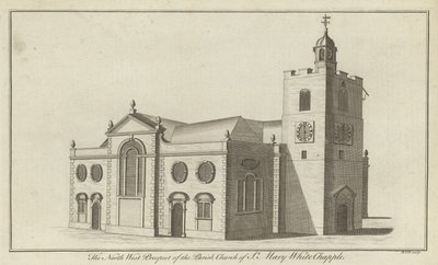 The North West Prospect of the Parish Church of St Mary Whitechapel, London by English School