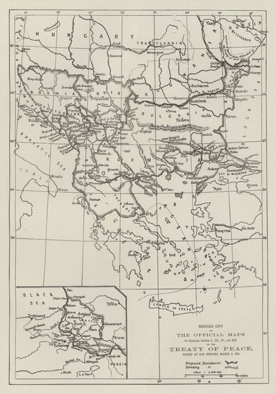 The Official Maps of the Treaty of Peace, signed at San Stefano, 3 March 1878 by English School
