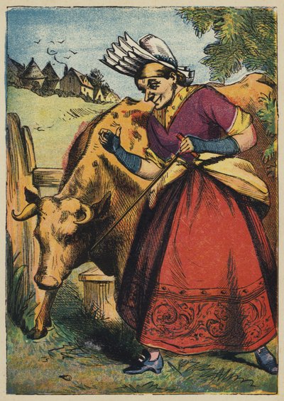 The Old Woman and the Cow by English School