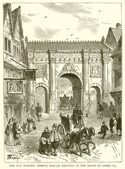 The Old Wooden Temple Bar (as Erected in Reign of James I) by English School