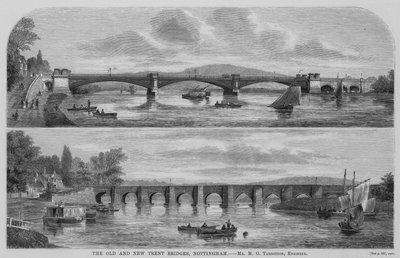 The Old and New Trent Bridges, Nottingham by English School