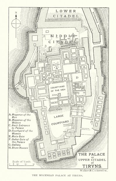 The Palace or Upper Citadel of Tiryns by English School