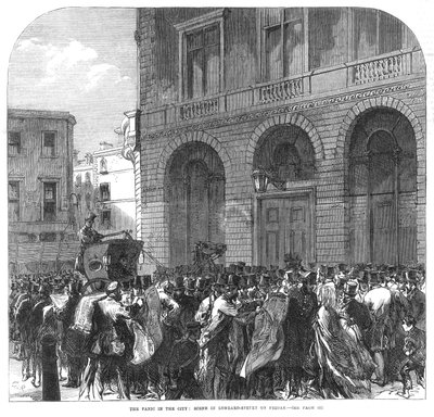 The Panic in the City - scene in Lombard Street on Friday by English School