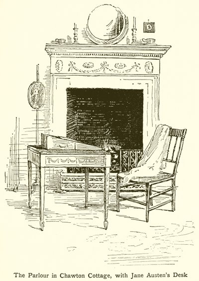 The Parlour in Chawton Cottage, with Jane Austen