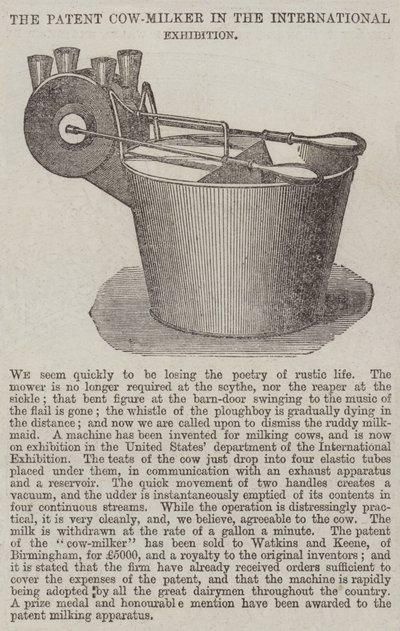 The Patent Cow-Milker in the International Exhibition by English School