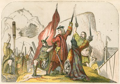 The Pretender Raising His Standard on His First Landing in Scotland by English School