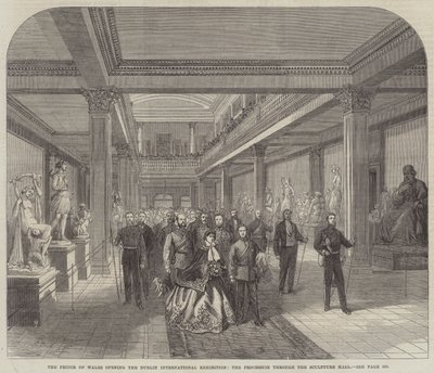 The Prince of Wales opening the Dublin International Exhibition, the Procession through the Sculpture Hall by English School