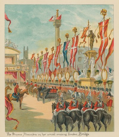 The Princess Alexandra on her Arrival crossing London Bridge by English School