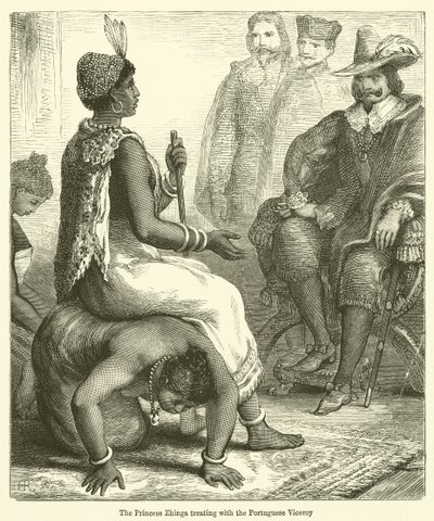 The Princess Zhinga Treating with the Portuguese Viceroy by English School