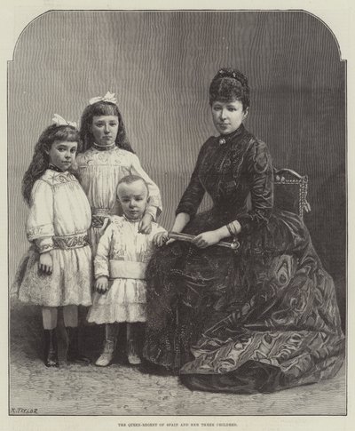 The Queen-Regent of Spain and her Three Children by English School