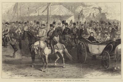 The Queen and the Shah of Persia at the Review in Windsor Great Park by English School
