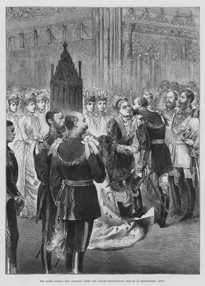 The Queen Kissing Her Children after the Jubilee Thanksgiving Service in Westminster Abbey by English School