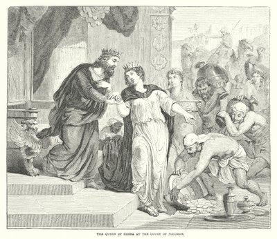 The Queen of Sheba at the Court of Solomon (engraving) by English School