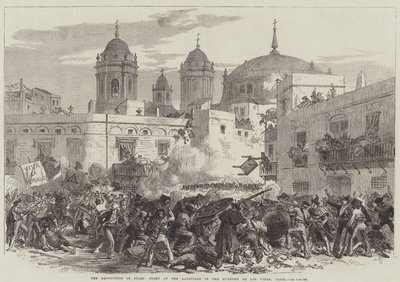 The Revolution in Spain, Fight at the Barricade in the Quarter de Los Vinas, Cadiz by English School