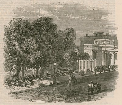 The Riot in Hyde Park: The broken railings at Hyde Park Corner by English School