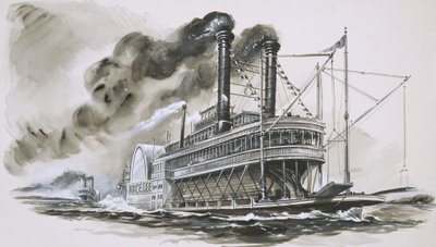 The Robert E Lee Leads the Natchez in Their Famous Race up the Mississippi River by English School