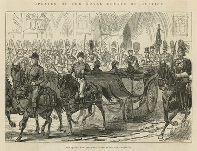 The Royal Courts of Justice: The Queen Leaving the Courts After the Ceremony by English School