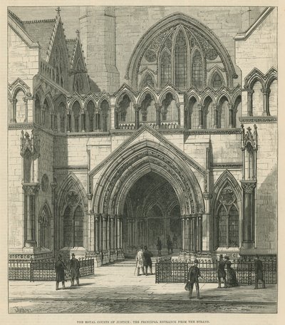 The Royal Courts of Justice: The Principal Entrance from the Strand by English School