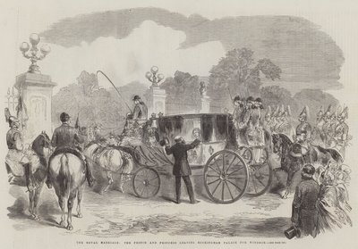 The Royal Marriage, the Prince and Princess leaving Buckingham Palace for Windsor by English School