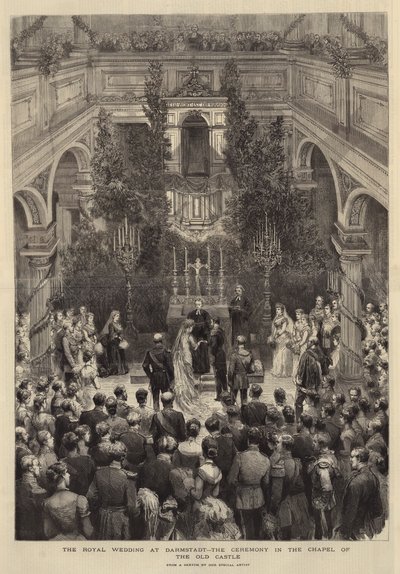 The Royal Wedding at Darmstadt, the Ceremony in the Chapel of the Old Castle by English School