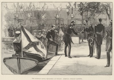 The Russian Naval Squadron at Toulon, Admiral Avellan Landing by English School