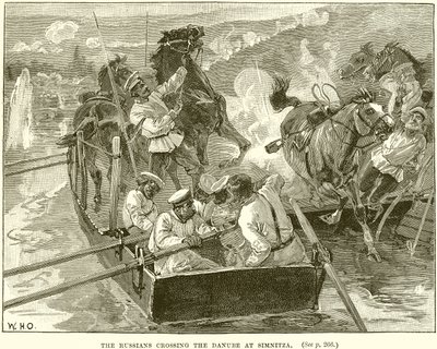 The Russians crossing the Danube at Simnitza by English School