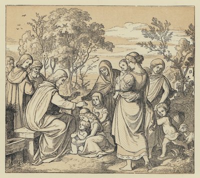 The Saviour Blessing Little Children by English School