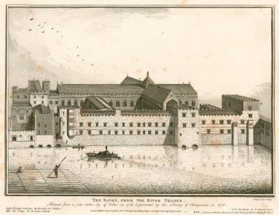 The Savoy, London, from the River Thames by English School