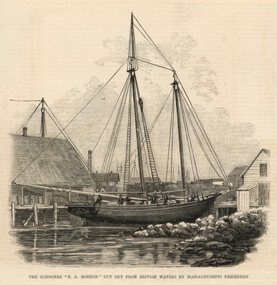 The Schooner E A Horton Cut Out from British Waters by Massachusetts Fishermen by English School