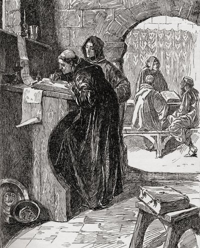 The Scriptorium of a Monastery, from the book The Church of England: A History for the People, published c.1910 by English School