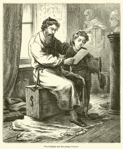 The Sculptor and the Young Painter by English School
