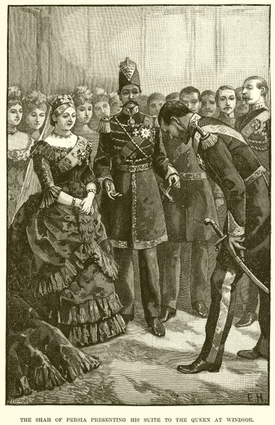 The Shah of Persia presenting his Suite to the Queen at Windsor by English School